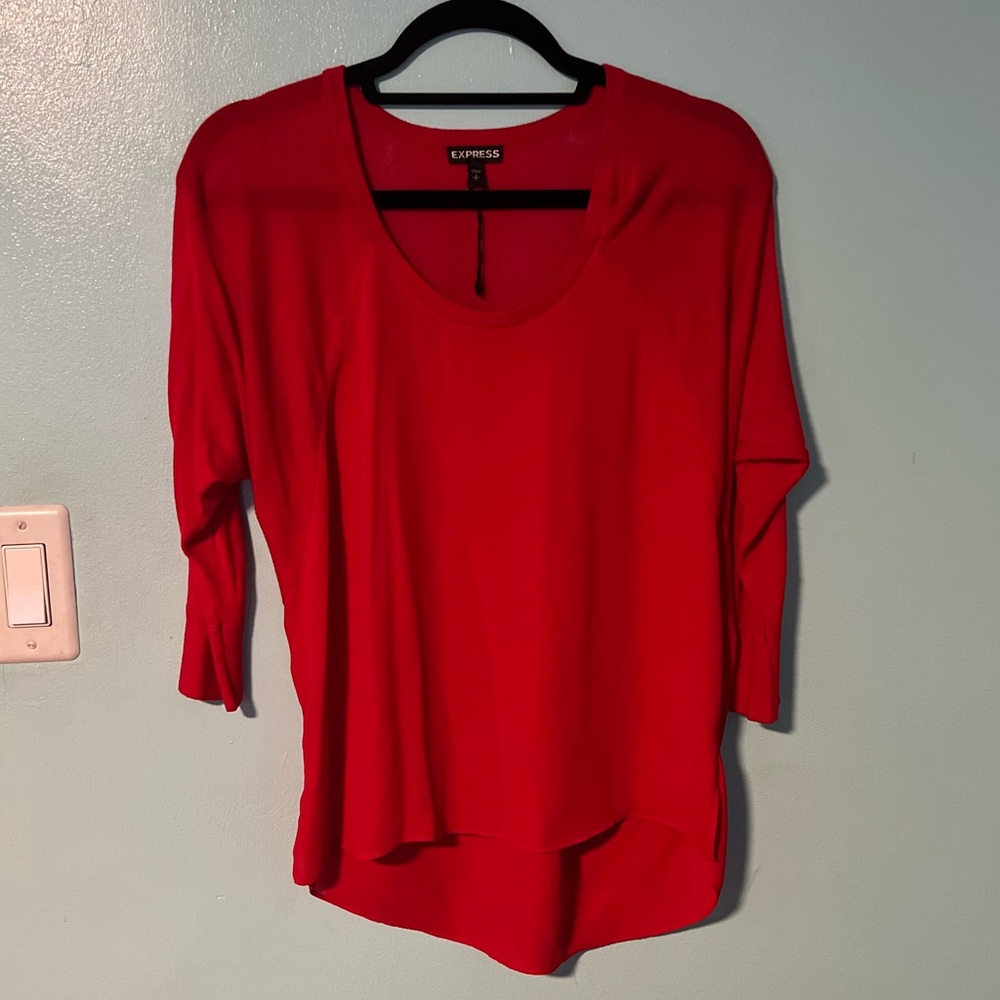 Express Red 3/4 Sleeve Top S